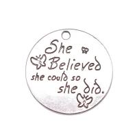 Zinc Alloy Message Pendants Round silver color plated fashion jewelry silver color nickel lead & cadmium free Sold By PC