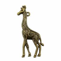 Zinklegierung Tier Anhänger, Giraffe, plattiert, Modeschmuck, keine, frei von Nickel, Blei & Kadmium, 53x23mm, verkauft von PC