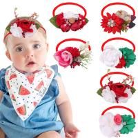 tissu Bandeau, fleur, fait à la main, pour les enfants & Bijoux de Noël & styles différents pour le choix, couleurs mélangées, 76mm, Vendu par PC