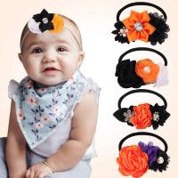 Stoff Schweißband, Blume, handgemacht, für Kinder & Halloween Schmuck & verschiedene Stile für Wahl, gemischte Farben, 76mm, verkauft von PC