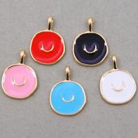 Tibetan Style Enamel Pendants, Round, gold color plated, more colors for choice, nickel, lead & cadmium free, 18x25mm, 100PCs/Bag, Sold By Bag
