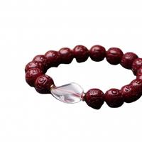 Fashion Cinnabar Bracelet, with Clear Quartz, Nuggets, polished, Unisex, 10mm, Length:7.09 Inch, Sold By PC
