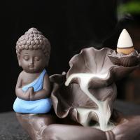 Backflow Incense Burner, Purple Clay, handmade, for home and office & durable, more colors for choice, 125x95x105mm, Sold By PC