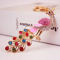 Tibetan Style Key Clasp, with Czech Rhinestone, Peacock, high quality plated, fashion jewelry & Unisex & enamel, more colors for choice, nickel free, 170x40mm, Sold By PC