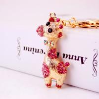 Tibetan Style Key Clasp, with Czech Rhinestone, Giraffe, high quality plated, fashion jewelry & Unisex, more colors for choice, 130x26mm, Sold By PC