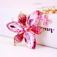 Stainless Steel Key Clasp Zinc Alloy with Czech Rhinestone Flower high quality plated fashion jewelry & Unisex & enamel Sold By PC