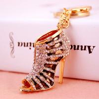 Tibetan Style Key Clasp, with Czech Rhinestone, Shoes, high quality plated, fashion jewelry & Unisex & enamel, more colors for choice, 119x55mm, Sold By PC