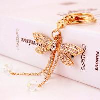 Tibetan Style Key Clasp, with Czech Rhinestone, Dragonfly, high quality plated, fashion jewelry & Unisex, more colors for choice, nickel free, 156x64mm, Sold By PC