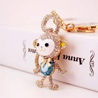 Tibetan Style Key Clasp, with Czech Rhinestone, Monkey, high quality plated, fashion jewelry & Unisex & enamel, more colors for choice, 132x41mm, Sold By PC