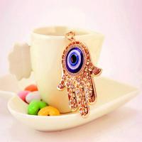 Tibetan Style Key Clasp, with Czech Rhinestone, Evil Eye Hamsa, high quality plated, fashion jewelry & Unisex, more colors for choice, nickel free, 120x45mm, Sold By PC