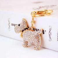 Tibetan Style Key Clasp, with Czech Rhinestone, Dog, high quality plated, fashion jewelry & Unisex & enamel, more colors for choice, 95x50mm, Sold By PC