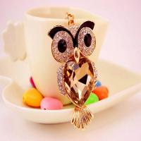 Tibetan Style Key Clasp, with Czech Rhinestone, Owl, high quality plated, fashion jewelry & Unisex & enamel, more colors for choice, 132x43mm, Sold By PC