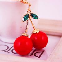 Zinc Alloy Key Clasp with Czech Rhinestone Cherry high quality plated fashion jewelry & Unisex red Sold By PC