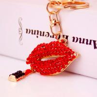 Stainless Steel Key Clasp Zinc Alloy with Czech Rhinestone Lip high quality plated fashion jewelry & Unisex & enamel Sold By PC