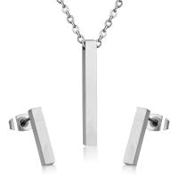 Fashion Stainless Steel Jewelry Sets Stud Earring & necklace 304 Stainless Steel Vacuum Ion Plating 2 pieces & fashion jewelry & for woman 25.5mm*3mm 15mm*3mm Length Approx 17.72 Inch Sold By Set