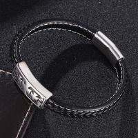 PU Leather Bracelet with 316L Stainless Steel Vacuum Plating & for man Sold By PC