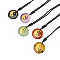 Gemstone Pendants Jewelry, Flat Round, stoving varnish, ying yang & DIY & different materials for choice, more colors for choice, 30x6mm, Sold By PC