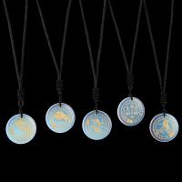 Sea Opal Pendants Flat Round stoving varnish Zodiac symbols jewelry & DIY & with constellation symbols Sold By PC