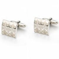 Cufflinks, Brass, Square, silver color plated, Laser & for man, nickel, lead & cadmium free, 17x17mm, 5Pairs/Lot, Sold By Lot