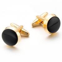 Cufflinks Brass Round gold color plated for man nickel lead & cadmium free 17mm Sold By Lot