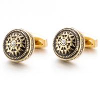 Cufflinks Brass Round gold color plated for man & with rhinestone nickel lead & cadmium free 18mm Sold By Lot