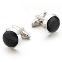 Cufflinks Brass Round silver color plated stoving varnish & for man nickel lead & cadmium free 17mm Sold By Lot