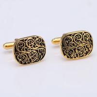 Cufflinks, Brass, gold color plated, with flower pattern & for man, nickel, lead & cadmium free, 20x15mm, 5Pairs/Lot, Sold By Lot