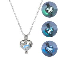 Luminated Necklace Zinc Alloy with 1.96inch extender chain Heart platinum color plated for woman & hollow nickel lead & cadmium free Length Approx 17.7 Inch Sold By PC