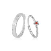 Couple Finger Rings 925 Sterling Silver platinum plated Adjustable & micro pave cubic zirconia Sold By PC