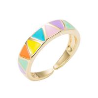 Brass Cuff Finger Ring 18K gold plated Unisex & enamel nickel lead & cadmium free 20mm Sold By PC