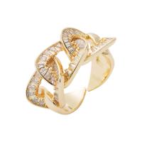 Brass Open Finger Ring, 18K gold plated, Unisex & micro pave cubic zirconia, nickel, lead & cadmium free, 20mm, Sold By PC