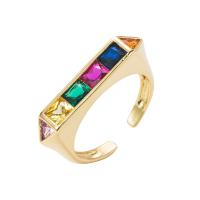 Brass Cuff Finger Ring, 18K gold plated, Unisex & micro pave cubic zirconia, more colors for choice, nickel, lead & cadmium free, 20mm, Sold By PC