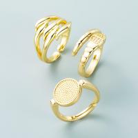 Brass Finger Ring 18K gold plated Unisex & micro pave cubic zirconia nickel lead & cadmium free Sold By PC