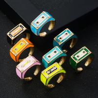 Brass Finger Ring, 18K gold plated, Unisex & enamel, more colors for choice, nickel, lead & cadmium free, 20mm, Sold By PC