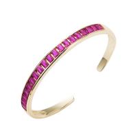 Brass Cuff Bangle 18K gold plated micro pave cubic zirconia & for woman nickel lead & cadmium free 55mm Sold By PC