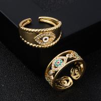 Brass Cuff Finger Ring 18K gold plated & micro pave cubic zirconia & for woman nickel lead & cadmium free 20mm Sold By PC