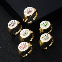 Messing Open -Finger-Ring, 18K vergoldet, mit Augen-Muster & Micro pave Zirkonia & für Frau & Emaille, keine, frei von Nickel, Blei & Kadmium, 20mm, verkauft von PC