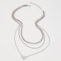 Mode-Multi-Layer-Halskette, Zinklegierung, plattiert, mehrschichtig & für Frau & mit Strass, keine, frei von Nickel, Blei & Kadmium, Länge ca. 21.06 ZollInch, verkauft von PC