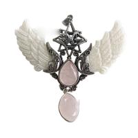 Gemstone Pendants Jewelry Natural Stone with Shell & Zinc Alloy Sold By PC
