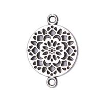 Tibetan Style Connector, Round, plated, silver color, 14x20mm, Sold By PC
