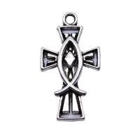 Tibetan Style Cross Pendants, plated, silver color, 14x26mm, Sold By PC