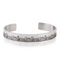 304 Stainless Steel Cuff Bangle, Unisex, silver color, 70x50x10mm, Sold By PC