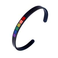 Titanium Steel Cuff Bangle, Unisex, more colors for choice, 65mm, Sold By PC