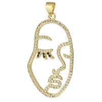 Cubic Zirconia Micro Pave Brass Pendant Face gold color plated fashion jewelry & DIY & micro pave cubic zirconia & for woman golden Approx 3mm Sold By Lot
