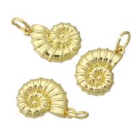 Bijoux pendentifs en laiton, conque, Placage de couleur d'or, bijoux de mode & DIY & pour femme, doré, 10x14x2mm, Trou:Environ 3mm, 10PC/lot, Vendu par lot