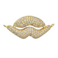 Cubic Zirconia Micro Pave Brass Connector Lip gold color plated fashion jewelry & DIY & micro pave cubic zirconia & for woman golden Approx 1mm Sold By Lot