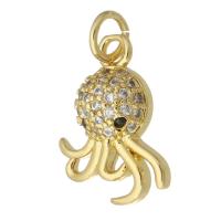 Cubic Zirconia Micro Pave Brass Pendant Octopus gold color plated fashion jewelry & DIY & micro pave cubic zirconia & for woman golden Approx 3mm Sold By Lot