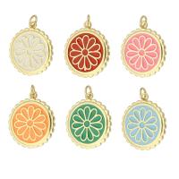 Brass Jewelry Pendants, Round, gold color plated, fashion jewelry & DIY & for woman & enamel, more colors for choice, 20x22x2mm, Hole:Approx 3mm, 10PCs/Lot, Sold By Lot