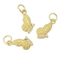 Cubic Zirconia Micro Pave Brass Pendant Butterfly gold color plated fashion jewelry & DIY & micro pave cubic zirconia & for woman golden Approx 4mm Sold By Lot