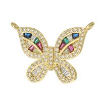 Cubic Zirconia Micro Pave Brass Connector Butterfly gold color plated fashion jewelry & DIY & micro pave cubic zirconia & for woman golden Approx 1mm Sold By Lot